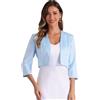 Allegra K Donna Cardigan in Raso per Top Eleganti con Coprispalle Bolero Corto Aperto Davanti con Maniche A 3/4 Azzurro S