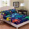 Loussiesd Set di lenzuola con dinosauro di dinosauro per bambini bambini bambini ragazzi ragazze colorato modello Dino biancheria da letto set lenzuola lenzuola con 1 federa 2 pezzi letto singolo