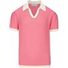 OXKnitstore OXKnit - Polo da uomo a maniche corte, vestibilità normale, scollo a V, a maglia, maglietta estiva da golf per uomo, Colore: rosa., XL