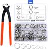 WiMas 85PCS 304 Acciaio inossidabile 6-21mm Singolo orecchio Morsetti per tubi, Set di morsetti per tubi, anelli di morsetto Cinch Clip per tubi con pinze a morsetto