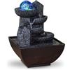 Zen Light Fontana interna Cascata Zen Rilassante Luce LED Colorata, Decorazione Soggiorno, Camera, Ufficio, Regali Utile Piccolo Prezzo Basso Ingombro, Fontana da Tavolo Circuito Chiuso, H 18cm - Lopo Zen'Light