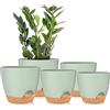 GARDIFE Vasi per piante da 17.8/16.5/15.2/13.9/12.7cm pollici autoirriganti con foro di drenaggio, vasi da fiori in plastica, fioriere per piante da interno, piante grasse, piante serpenti, verde