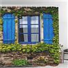 Batmerry Tenda da doccia con paesaggio floreale europeo, decorazione da giardino, tende in legno blu, tende da doccia con piante verdi, tenda da doccia per box doccia bagno, impermeabile di dimensioni