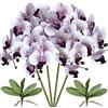 FagusHome Pianta di orchidea artificiale, 81 cm, nucleo viola, 4 pezzi con 2 fasci di foglie, fiori falsi farfalla Phalaenopsis per decorazione domestica