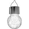 Glowster Luce LED solare ambientale 6500 K per prato, in acciaio inox, design a sfera incrinata, illuminazione decorativa ed ecologica per il giardino.