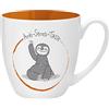 GRUSS & CO 45514 - Tazza anti-stress con immagine del bradipo, 45 cl, idea regalo, in porcellana New Bone Cina, 9,5 cm, colore: arancione