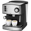 Clatronic ES 3643 macchina da caffè espresso, Acciaio Inossidabile Caricamento, vapore a pressione 15 Bar, 1,6 L, inox rimovibile per serbatoio dell' acqua, Nero