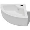 vidaXL Lavello in Ceramica ad Angolo con Foro per Rubinetto Scarico Lavandino