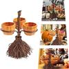 CaCaCook Zucca di Halloween Snack Bowl Stand pieghevole, vassoi per feste pieghevoli, ciotola porta caramelle, ciotole di zucca in resina di Halloween su scopa per servire snack insalata frutta forniture per