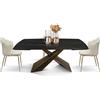 PAZZO DESIGN Tavolo Allungabile Daniele, Piano Ceramica Golden Nero, Finitura Opaca, Gambe In Metallo Bronzo, Tavolo Cucina, Tavolo Soggiorno, Tavolo Ceramica, 160x90x76 Cm - id_2074