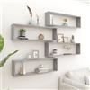QZZCED mensola da parete mensole da muro mensole cameretta Mensole a Cubo 4 pz Grigio Cemento 100x15x30 cm in Truciolato Adatto per il soggiorno, la camera da letto
