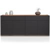 WHOUS Credenza e Buffet GARDA per Soggiorno con 2 Cassetti e 4 Ante, Madia per Salotto, Cucina e Sala da Pranzo in Legno, 160,1x35x70 cm, Antracite Opaco e Rovere