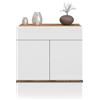 WHOUS Credenza e Buffet GARDA per Soggiorno con 1 Cassetto e 2 Ante, Madia per Salotto, Cucina e Sala da Pranzo in Legno, 80,9x35x70 cm, Bianco Lucido e Rovere