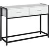 HOMCOM Tavolo Consolle per Ingresso con 2 Cassetti, Piano d'appoggio in Legno Bianco e Gambe in Metallo Nero 120x34x81cm