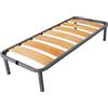 Somnus SANA Rete Letto Ortopedica Singola 80x190 cm Doghe Legno e Struttura Acciaio Piedi Avvitabili H 35