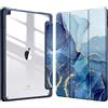 Fintie Custodia ibrida sottile per iPad di 9a/8a/7a generazione (2021/2020/2019) da 10,2 pollici, custodia antiurto con guscio posteriore trasparente trasparente, marmo oceano