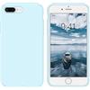 Generico Cover in Silicone Liquido compatibile per iPhone iPhone 7 Plus/iPhone 8 Plus Custodia in Gomma Gel Morbida,anti importe con fodera in microfibra all'interno verde (celeste)