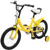 lalaleny Bicicletta da 16 pollici, per bambini, 5-8 anni, bicicletta ausiliaria, regolabile in altezza, con ruote di supporto, freno a mano e freno a contropedale (giallo)