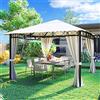 BAKAJI Gazebo da Giardino 3x3 Mt Beige in Metallo Robusto con Tende Chiusura Cerniera Zip, Ideale per Esterno, Telo impermeabile, Struttura Tubolare in Ferro, Design Elegante e Moderno (3 x 3 Metri)