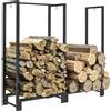Outsunny Portalegna per Camino a 2 Sezioni in Acciaio con 6 Gambe e 3 Anelli, 123x32x115 cm, Nero