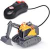 Dickie Toys - Escavatore Volvo - 14 cm con telecomando via cavo, escavatore giocattolo telecomandato con telecomando, luce e batterie, per bambini dai 3 anni in su, 203722013, multicolore