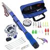 BNTTEAM Mini Mulinello da Spinning e Canna Combo Mano Portatile Telescopica Fibra di Carbonio Dura al 99% Mare Canna da Pesca e Mulinello Esche Artificiali Lenza (1.7M/66.9inch/5.57ft)