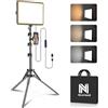 NiceVeedi Kit di 2 Luci Video a LED, Luce da Studio Dimmerabile 2800-6500K Kit con Supporto per Treppiede e Supporto per Telefono, Luce Flusso da 185,4 cm per Fotografia Foto di Prodotti, Personaggi (15W-1PACK)