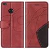 SUMIXON Cover per Huawei P8 Lite 2017 / P9 Lite 2017 / Honor 8 Lite, Custodia in PU Pelle per Huawei P8 Lite 2017, Portafoglio Cover a Libro con Chiusura Magnetica e Slot per Carte, Rosso