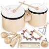 Vanplay Batteria Tamburo Bambino Giochi Musicali Legno Regalo 3-5 Anni