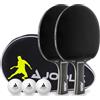 JOOLA Black Duo PRO - Set di 2 racchette da ping pong + 3 palline da ping pong + custodia da ping pong, colore nero, 6 pezzi