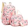 Lengender Scuola Ragazza Primaria Set di 3 Pezzi Zaini Stampati Animale Panda, Rosa