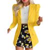 OMZIN Donne Colletto A Bavero Ufficio Aperto Davanti Solido Colore Borsa Blazer E Gonna A Vita Alta Set Giallo L