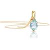 OROVI Collana Donna Oro Giallo 9KT Girocollo con Acquamarina Naturale blu a goccia 45 cm, gioiello anallergico confezionato in un elegante astuccio portagioie