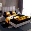 Homewish Set di lenzuola matrimoniali a tema Halloween per bambini, motivo gatto nero, per ragazzi e ragazze, lenzuola di zucca di Halloween, luna notte strega, lenzuolo superiore, 4 pezzi, decorazioni per