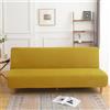 Surwin Copridivano Senza Braccioli 2/3 Posti Tinta Unita Elasticizzato Antimacchia Fodera per Divano Letto Antiscivolo Lavabile Clic Clac Pieghevole Letto Copridivano (Giallo,160-190cm)