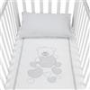 baby idea Babysanity Piumino Lettino Neonato Ricamato Completo Federa e Copripiumino e Lenzuolino con Angoli Sfoderabile Senza Paracolpi Lettino - Made in Italy- (Orsetto Cuore Grigio)