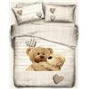 ITALYSWEETHOME COPRIPIUMINO MATRIMONIALE PENSIERI DELICATI ORSETTO CUORE BEIGE 100% COTONE MADE IN ITALY
