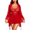 RSLOVE Camicia da notte Donna Lingerie Babydoll - Vestito da notte sexy in pizzo Completo camicia, Nero , XL