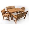 AVANTI TRENDSTORE - Furni - Set da Giardino a 5 Pezzi in Legno Tropicale, 1 Tavolo (Dimensioni: Lap 135x73,5x75 cm), 2 sedie (Dimensioni: Lap 61x88x62 cm), 2 panche (Dimensioni: Lap 120x88x62 cm)