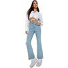 Trendyol Women High Waist Flare Leg Regular Fit Jeans Pantaloni, Azzurro, 40 Donna