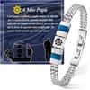 FANCIBAND Regalo Papà Bracciale Uomo Acciaio Inox Doppio con Timone Portafortuna, Idee Regali per il Papà Compleanno Natale Festa Del Papà Thanksgiving Anniversario 30 40 50 60 70 80 Anni