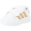 adidas Grand Court 2.0 Cf I, Sneaker Unisex - Bambini e ragazzi, Ftwr White Matte Copper Matte Gold, 23 EU