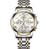 RORIOS Orologio da Uomo Orologio Luminosi Orologio Analogico al Quarzo con Cinturino in Acciaio Inox Calendario Orologi da Polso per Uomo