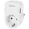 LogiLink PA0247 - Adattatore per presa (CEE 7/3) con 2 USB (2 USB-A) e supporto per smartphone