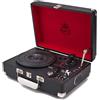 GPO Attache Lettore di Vinili con Altoparlanti Integrati, Giradischi Vintage Portatile Compatibile con Diffusori Esterni, Registrazione Diretta USB - Nero Corvino