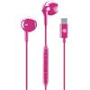 Music Sound - Auricolari Capsula - Auricolari con Filo e Microfono - Compatibilità USB-C - Dettagli metallici - Colore Rosa