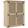 Outsunny Armadio da Esterno Portaoggetti a 2 Ripiani con Picchetti, in Legno di Abete, 127x65x159.5/168 cm