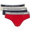 Emporio Armani Stretch Cotton Core Logoband 3-Pack Brief, Slip Uomo, Multicolore (Nude-Marine-Red), L