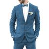 Leader of the Beauty 2 pezzi abiti da uomo in lino abito a due bottoni smoking a punta risvolto slim fit abito testimoni dello sposo abbigliamento casual, Blu polvere., 48