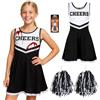 REDSTAR Costume 2 pezzi da cheerleader per bambina - Vestito zombie con calze insanguinate - Travestimento scolastico da non-morta per feste spaventose - Outfit per Halloween con dettagli realistici